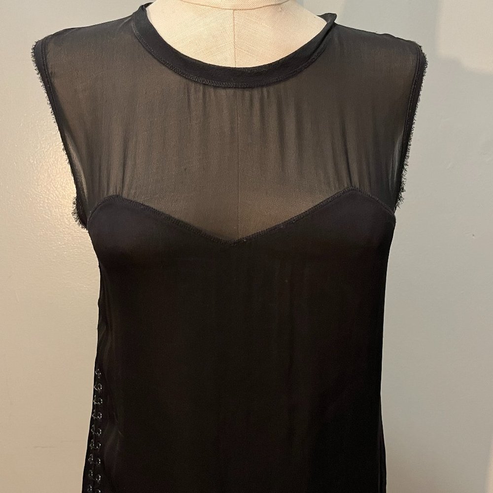3.1 PHILIP LIM LBD BLACK SILK ASSYMETRIC DRESS SZ 0 - Picture 4 of 6